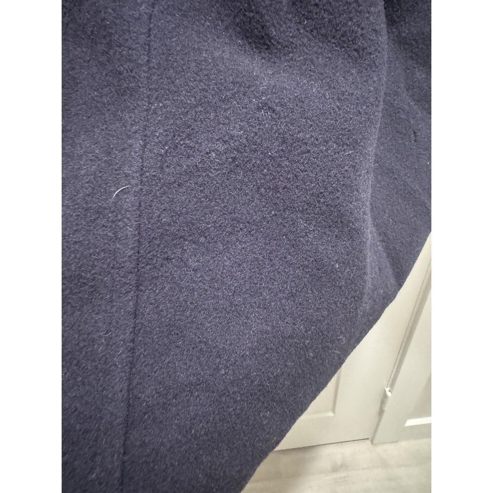 Vintage LL Bean Pea Coat Size 16 Navy Blue Wool Hooded Plaid Lining Made In USA - Picture 16 of 16